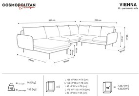Ciemnoszara sofa w kształcie litery U Cosmopolitan Design Vienna, prawostronna
