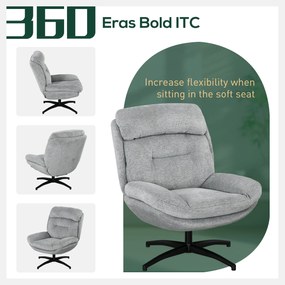 HOMCOM Fotel Obrotowy, Obrot o 360 stopni, Tkanina Chenille, Zintegrowane Podłokietniki, Nogi ze Stali, Szary, Czarny