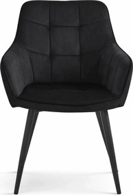 Czarne krzesło welurowe metalowe pikowane E9-T56