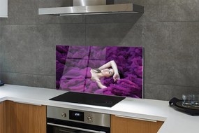 Panel nad Blat Kuchenny Portret Kobiety w Fiolecie