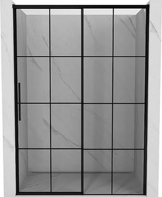 Mexen Rox drzwi prysznicowe rozsuwane prawe 155 cm, czarna kratka, czarne - 8C2-155-000-70-77-P