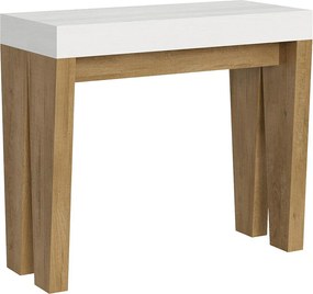 Konsola rozkładana 90x40/196 cm Spimbo Mix Small Blat Frassino biała - Struktura Dąb naturalny