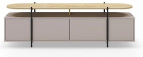 Szarobeżowa szafka pod TV w dekorze dębu 160x48 cm Hinoa – Marckeric