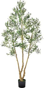 Sztuczne Drzewa SucceBuy 210 cm Sztuczne Drzewo, Dekoracyjna Roślina z PE w Czarnej Doniczce, Realistyczny Pień i Liście, Sztuczne Drzewo Oliwne do Biura, Salonu