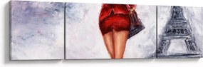 Obraz - Kobieta i wieża Eiffla (170x50 cm)
