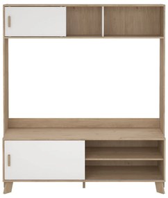 Biało-naturalny zestaw pod TV w dekorze dębu 159x181x48 cm Ikast – Tvilum