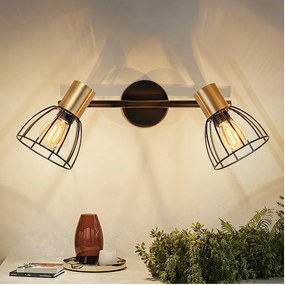 Kinkiet wewnętrzny Nettlife, lampa ścienna w stylu vintage, gniazdo E14, czarny, obrotowy o 350°, metalowy, z 2 żarówkami (żarówki nie są dołączone)