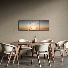 Obraz kajakarza o zachodzie słońca (z zegarem) (90x30 cm)