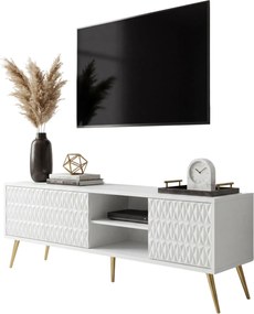 Biała szafka RTV 3D na złotych nóżkach 175 cm W1-W15