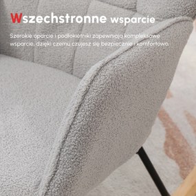 HOMCOM Fotel bujany na sprężynach do 120 kg Jasnoszary Poliester Komfortowe siedzisko do odpoczynku | Aosom PL