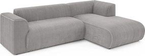 Jasnoszary sztruksowy narożnik (prawostronny/z szezlongiem) Merid – Ropez