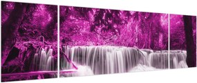 Obraz - Wodospad, fioletowy (170x50 cm)