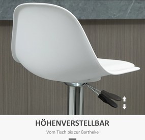 HOMCOM Zestaw 2 hokerów nowoczesne krzesła barowe do 120 kg białe stylowe siedziska | Aosom PL