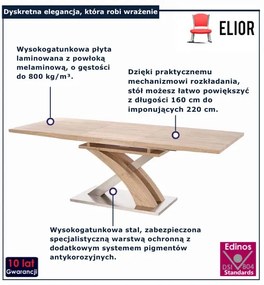 Duży rozkładany stół dąb sonoma - Nomer