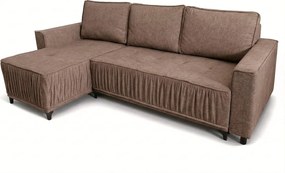 Elegancki narożnik lewostronny rozkładany VIKI 238x143cm, w tkaninie MONOLITH  15 brązowej