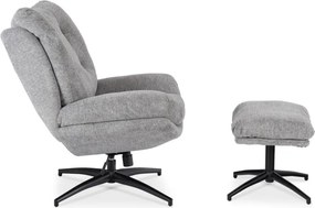 Fotel Wypoczynkowy Obrotowy FREMONT z Podnóżkiem Szary Nowoczesny
