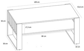 Stolik Kawowy Nowoczesny Czarny Z Lamelami + Dąb Artisan 200 X 170 Cm