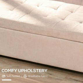 HOMCOM Ławka tapicerowana z miejscem do przechowywania, Guziki, do 120 kg, 125 x 49 x 41,5 cm, Beżowy
