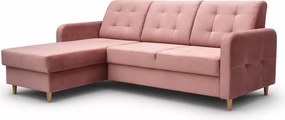 (Wyprzedaż) Stylowy tapicerowany narożnik Pink, różowy welur