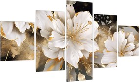 Obraz - Kwiaty w kolorze złotym (125x70 cm)