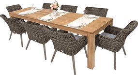 Zestaw ogrodowy rattanowy MONTE MALIBU 240 (szary) 8x Krzesło ogrodowe MALIBU (szare)