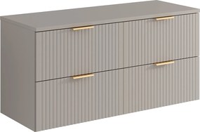 Szafka pod umywalkę wisząca ryflowana z blatem - Beżowy - szer. 120 cm - ZEVARA