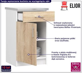 Dolna szafka kuchenna z blatem dąb sonoma 50 cm Kadion 3X