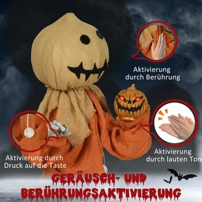 HOMCOM Wiatrak Dekoracja Halloween, poruszająca się, wydająca dźwięki, zasilana bateriami