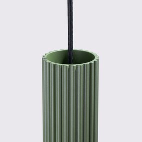 Lampa wisząca KARBON 3P zielona oliwka ryflowana SOLLUX  LIGHTING