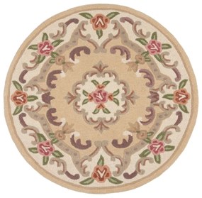 Beżowy wełniany dywan Flair Rugs Aubusson, ⌀ 120 cm