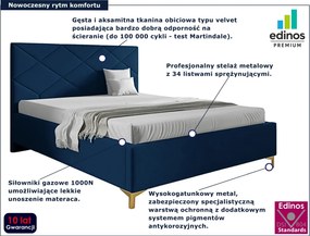 Granatowe łóżko tapicerowane welurem 4 rozmiary M8-E55