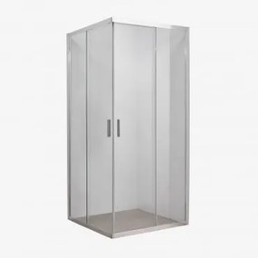 Kwadratowa Kabina Prysznicowa Z Drzwiami Przesuwnymi, Szkłem Hartowanym 6 Mm I Aluminium Brent Transparent & 80 X 80 X 195 Cm & Szczotkowana Szarość -