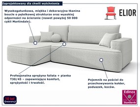 Biały rozkładany narożnik z pojemnikiem H7-H02