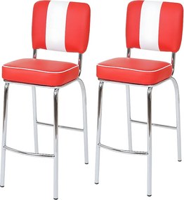 Stołki barowe Akita (zestaw 2 szt.),  czerwono-białe