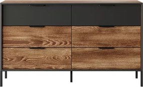 Komoda Janico – praktyczna i elegancka komoda z 6 szufladami w kolorze antracyt / kasztan