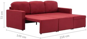 Rozkładana sofa modułowa czerwone wino - Odi 4Q
