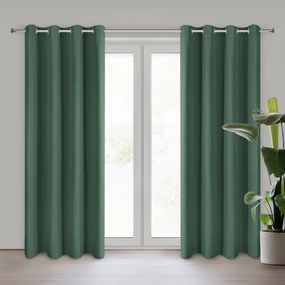 Zasłona gotowa matowa elegancka ciemnozielona na przelotkach 140x250 cm