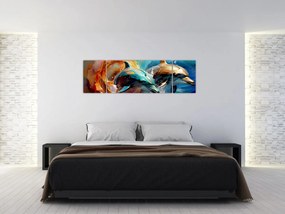 Obraz - Malowanie delfinów (170x50 cm)