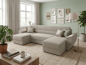 Rozkładana kanapa w kształcie U TAVERO 321x140 cm, jasnobeżowa