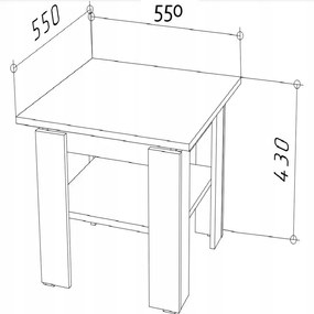 Biały kwadratowy stolik kawowy z półką H4-P29