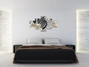 Obraz - 3D złote kwiaty (125x70 cm)
