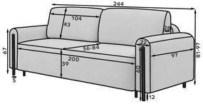 Sofa Arcadova biała/czarny z funkcją spania ELTAP