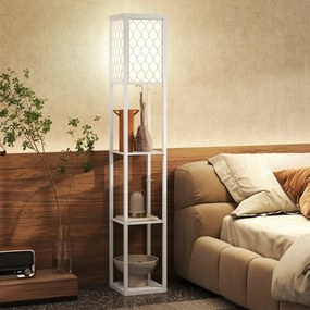 HOMCOM Lampa stojąca z półką, 3 półki, kompaktowe wymiary, MDF, biały | Aosom PL
