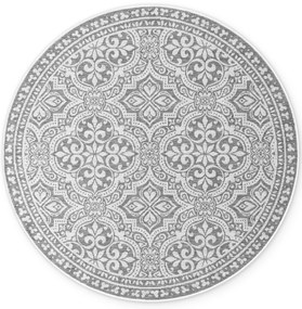Dywan zewnętrzny dwustronny Duet Ornament szaro-kremowy 160 cm x 160 cm koło
