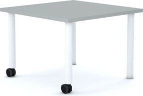 Stolik szkolny na kółkach Move kwadratowy 75x75 cm, rozmiar 4-6, blat szary / nogi białe