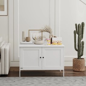 PawHut Szafka na kuwetę dla kota z drzwiami, przegrodą dla dużych kotów 80 x 51 x 54 cm, Biały