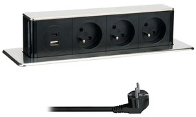 Solight PP126USBC - Kolumna z gniazdami do blatu 3x230V + USB-A + USB-C