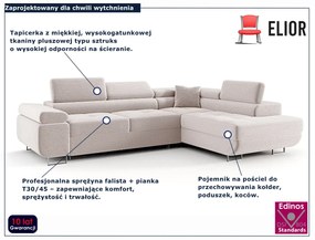 Kremowy sztruksowy narożnik rozkładany M4-L50