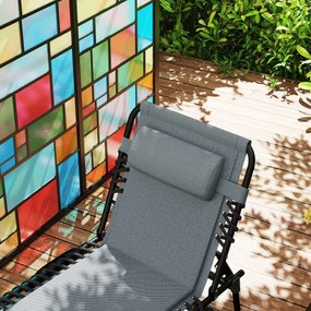 Outsunny Leżak ogrodowy z wyściełaniem i boczną kieszenią, Leżak basenowy, Szary