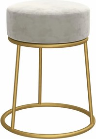 Okrągły szary welurowy taboret w stylu glamour P5-L64